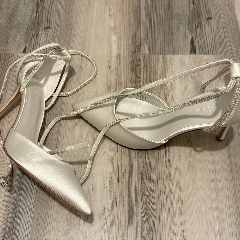 David's Bridal Ivory Strappy Heels